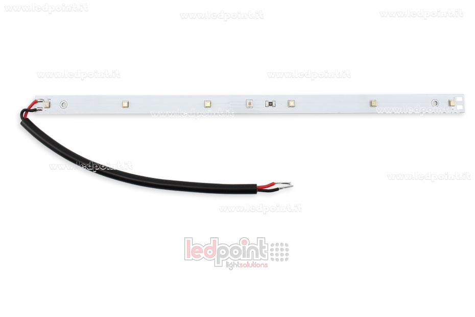 Barra de aluminio 28cm con 6 led UV-C 275nm 3535 + 1 led rojo 660nm 3535, 0,7A max Barra de aluminio 28cm con 6 led UV-C 275nm 3535 + 1 led rojo 660nm 3535, 0,7A max