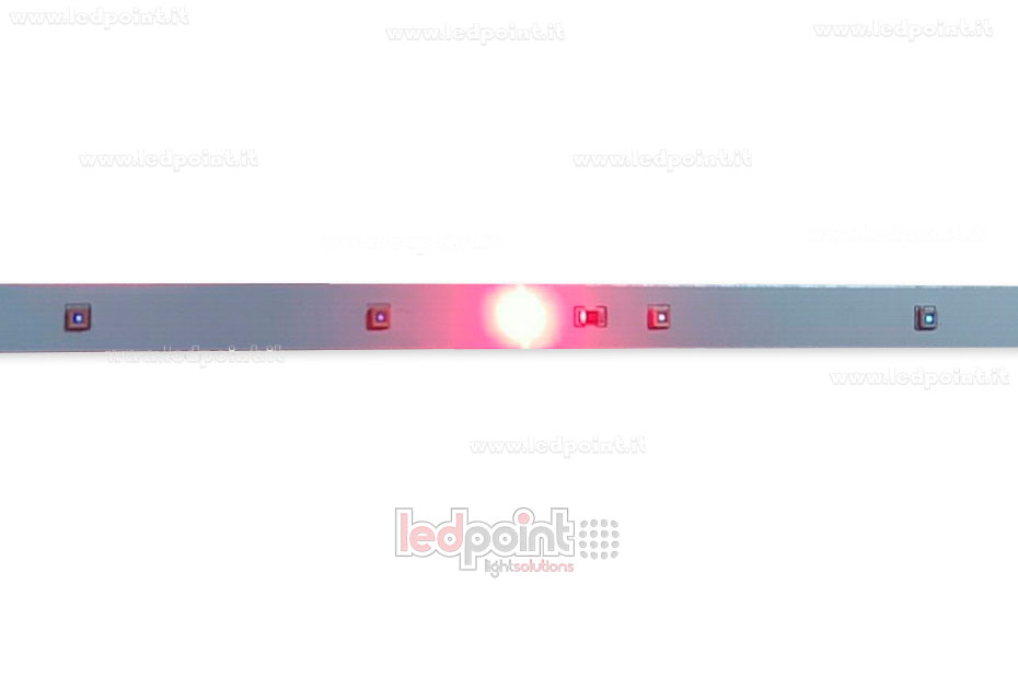 Barra de aluminio 28cm con 6 led UV-C 275nm 3535 + 1 led rojo 660nm 3535, 0,7A max Barra de aluminio 28cm con 6 led UV-C 275nm 3535 + 1 led rojo 660nm 3535, 0,7A max