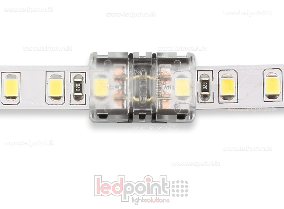 Conector transparente para la conexión de tiras 2835 y 3528 monocromáticas (PCB 8mm)