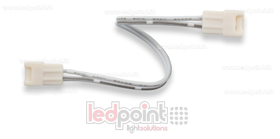 Conector doble con cable de 14cm 20 AWG para tiras de led 2835 y 3528 monocromáticas (PCB 8mm), versión reducida