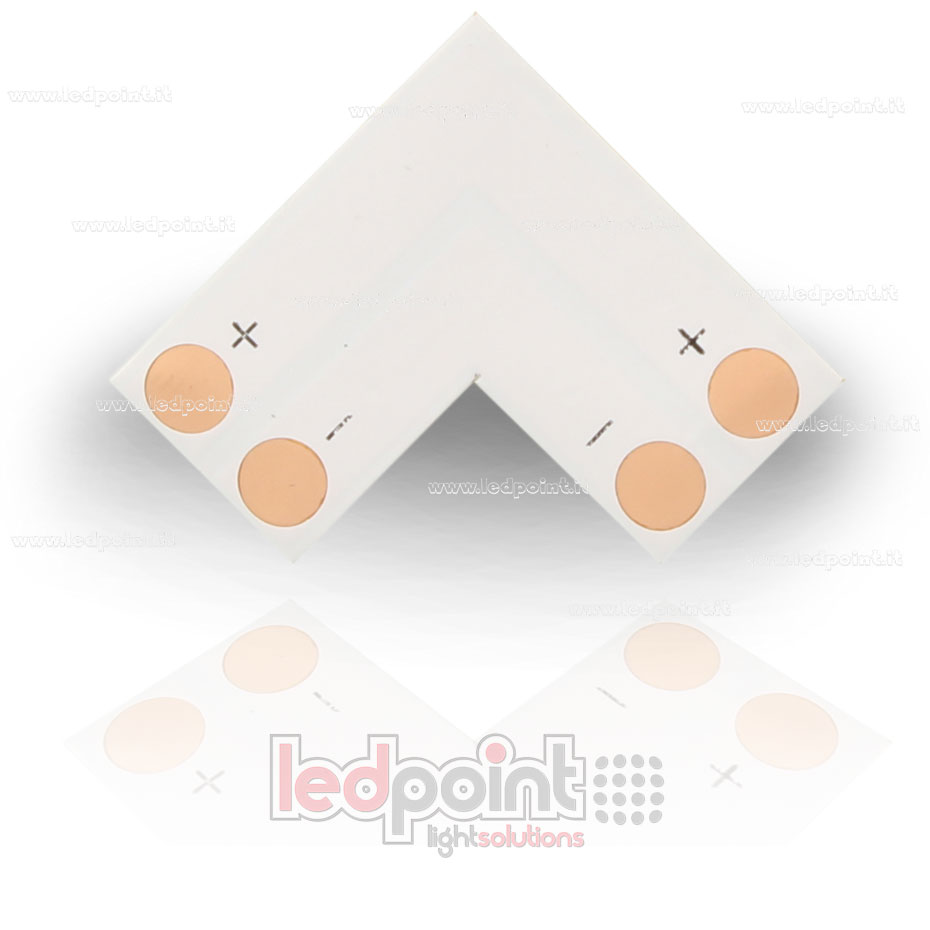 Conector para soldar en forma de L para tiras de led 2835 y 3528 monocromáticas (PCB 8mm) Conector para soldar en forma de L para tiras de led 2835 y 3528 monocromáticas (PCB 8mm)