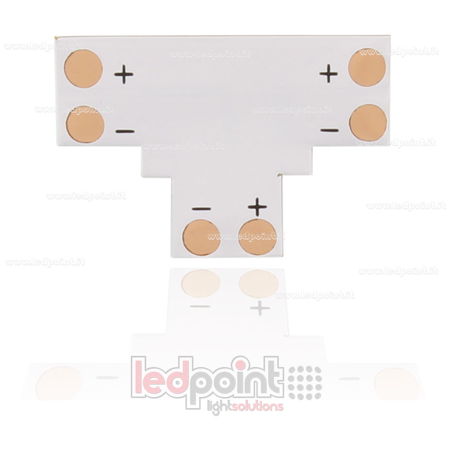 Conector para soldar en forma de T para tiras 2835 y 3528 (8mm) monocromáticas (PCB 8mm)