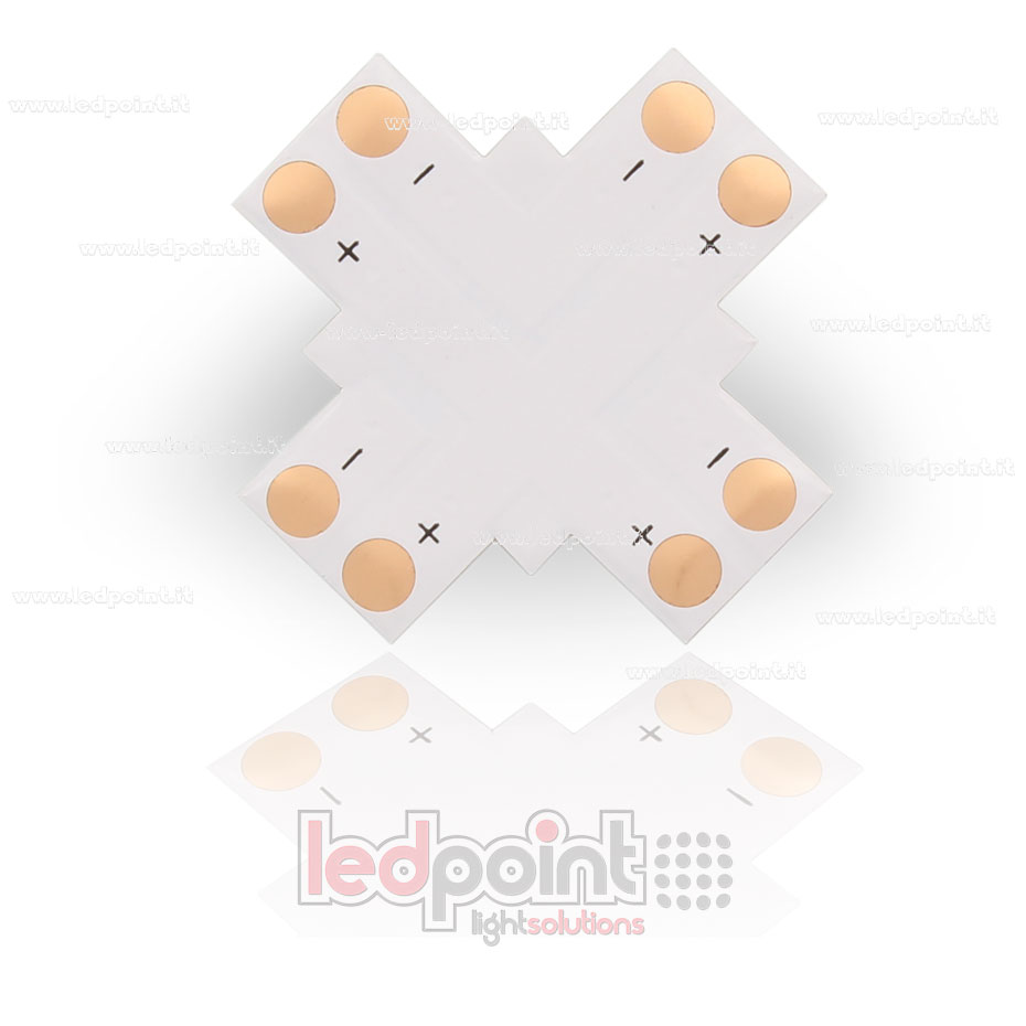 Conector para soldar en forma de X para tiras de led 2835 y 5050 monocromáticas (PCB 10mm)
