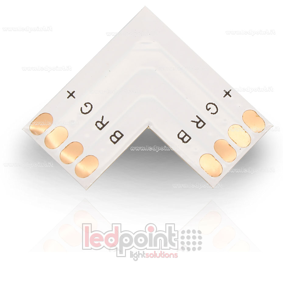 Conector para soldar en forma de L para tiras de led RGB (PCB 10mm) Conector para soldar en forma de L para tiras de led RGB (PCB 10mm)