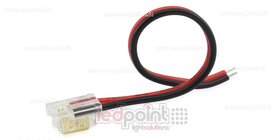 Conector con cable de 10cm, para tiras LED y COB de PCB de 5mm, 2 pines, versión reducida transparente Conector con cable de 10cm, para tiras LED y COB de PCB de 5mm, 2 pines, versión reducida transparente