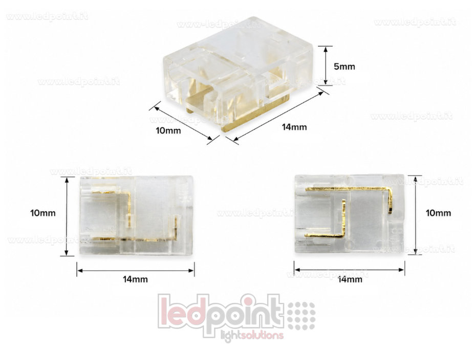 Conector transparente para cables y unión de tiras LED y COB con PCB de 8mm, 12 usos en 1, con 2 pines Conector transparente para cables y unión de tiras LED y COB con PCB de 8mm, 12 usos en 1, con 2 pines