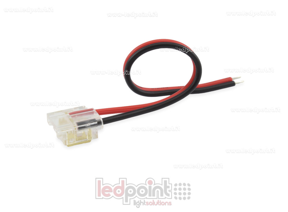 Conector con cable de 10cm, para tiras LED y COB de PCB de 8mm, 2 pines, versión reducida transparente