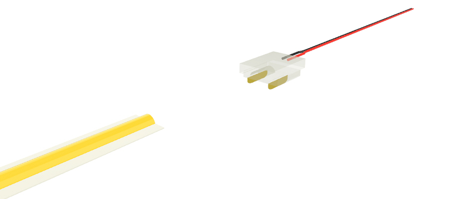 Conector doble con 2 pines y con cable de 10cm para tiras LED y COB de 8mm, versión reducida
