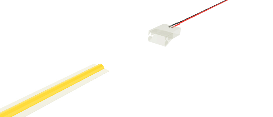 Conector transparente de 2 pines con cable de 2m con salida DC para tiras LED y COB con PCB de 8mm, versión reducida - Ideal para tiras LED de alta densidad