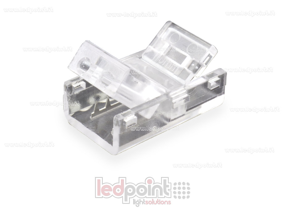 Conector para tiras LED y COB de PCB de 10mm, 2 pines y cable cavo, versión reducida transparente