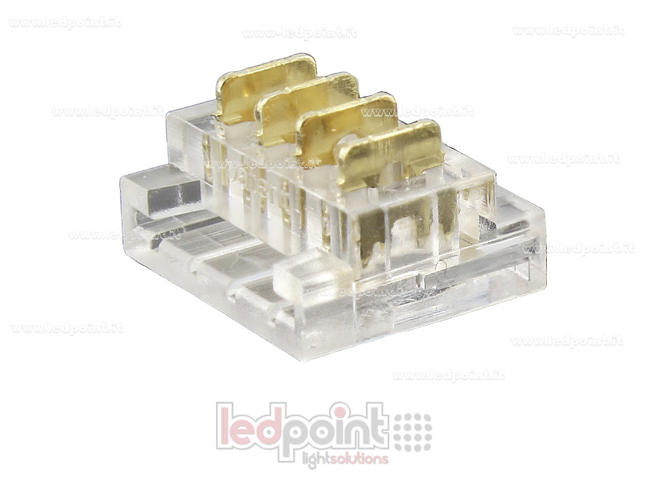 Conector transparente para unir tiras LED con placas de circuito impreso de 10 mm, 4 pines