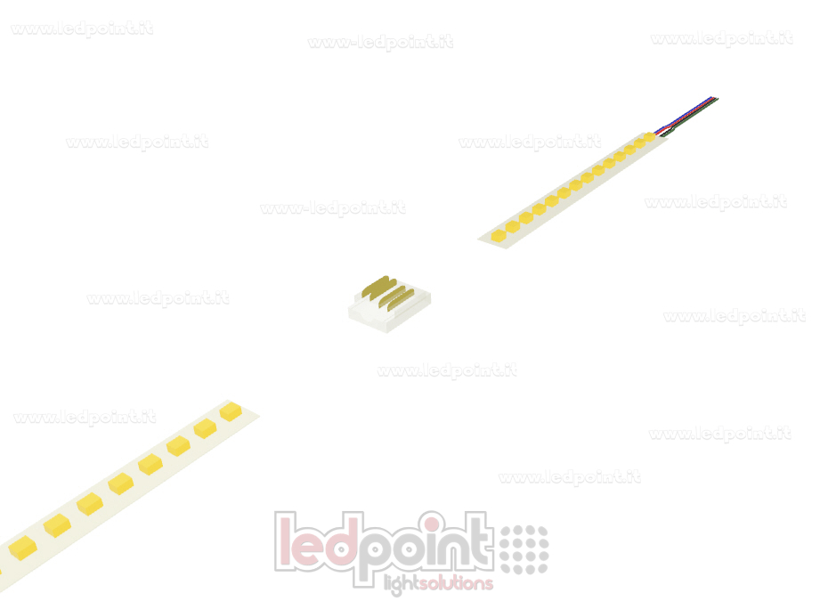 Conector transparente para unir tiras LED con placas de circuito impreso de 10 mm, 4 pines