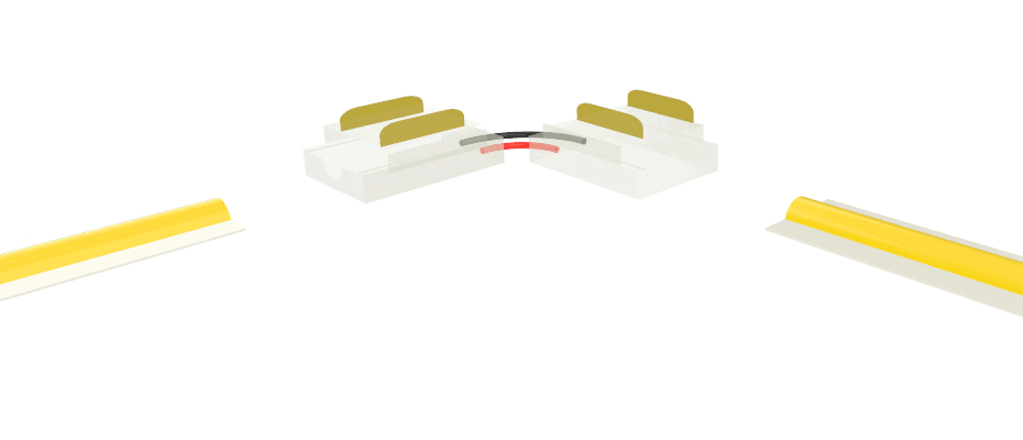 Conector en L para unión de tira y COB con PCB de 8mm con 2 pines