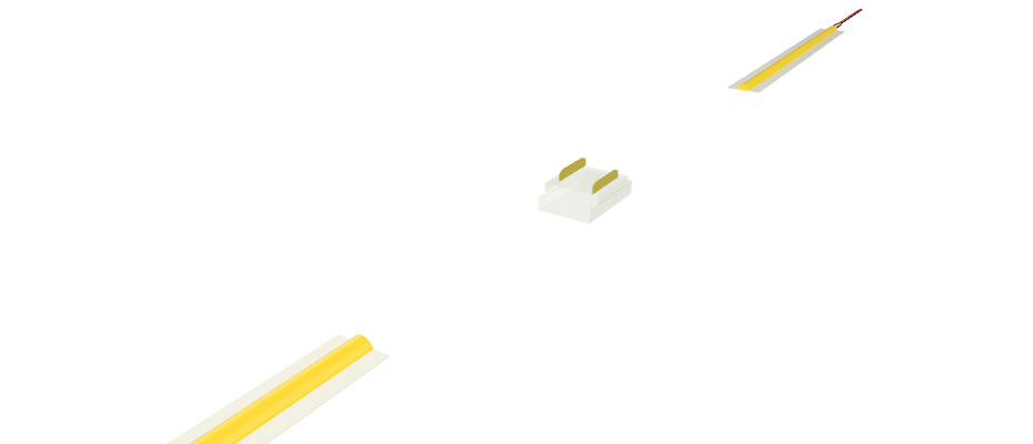 Conector transparente para unión de tira y COB con PCB de 8mm con 2 pines