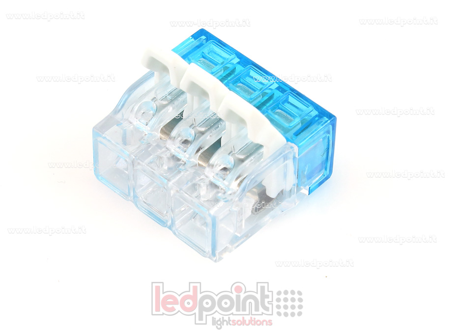 Conector rápido 3 hilos con barra para cables 22-12 AWG (0,2-3,3 mm2) Conector rápido 3 hilos con barra para cables 22-12 AWG (0,2-3,3 mm2)