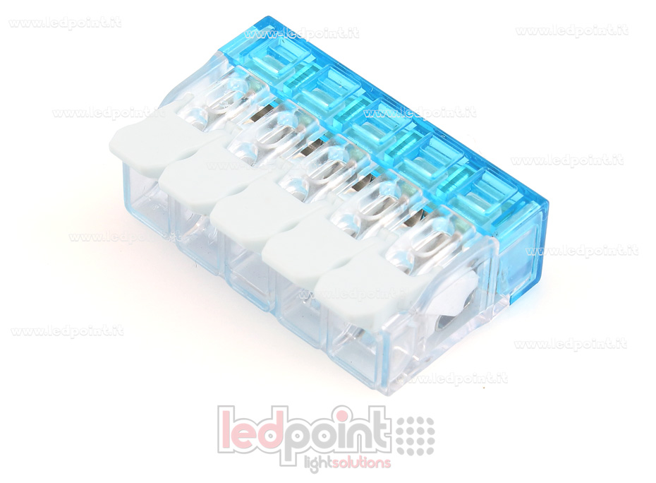 Conector rápido 5 hilos con barra para cables 22-12 AWG (0,2-3,3 mm2) Conector rápido 5 hilos con barra para cables 22-12 AWG (0,2-3,3 mm2)