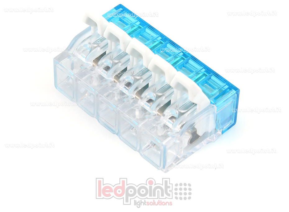 Conector rápido 5 hilos con barra para cables 22-12 AWG (0,2-3,3 mm2) Conector rápido 5 hilos con barra para cables 22-12 AWG (0,2-3,3 mm2)