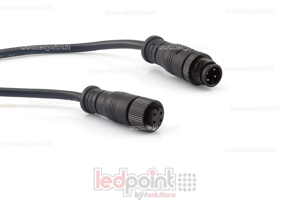 Conector impermeable IP66 para tira RGB, 4 pins, 22-20 AWG CRW-C4-BK