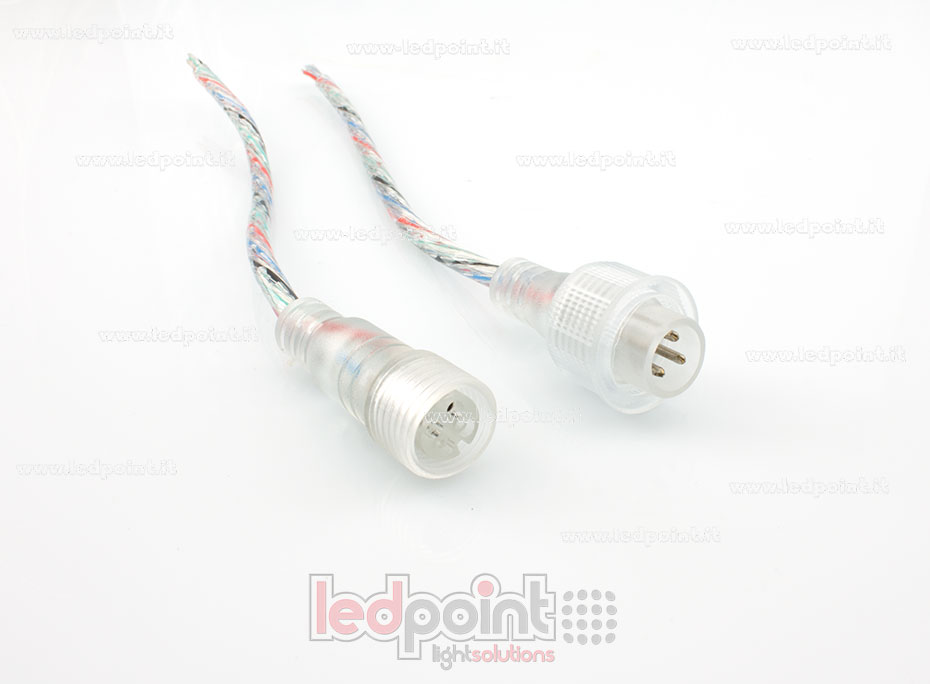 Conector impermeable IP65 para tira RGB, 4 pins, 22-20 AWG