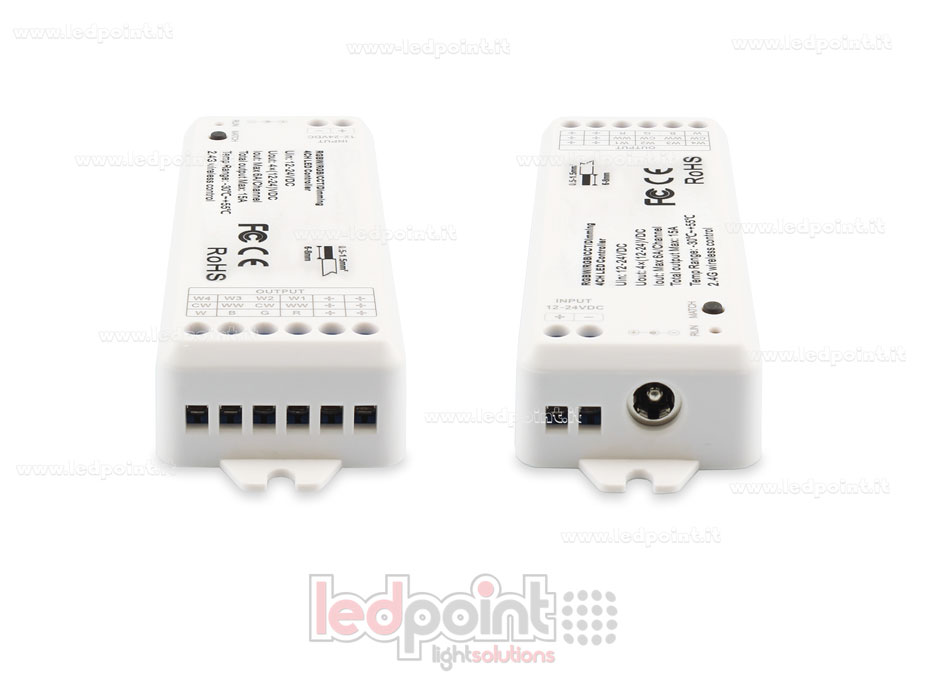 Kit mando + controlador RGBW 12/24V, 4ch*6A, Max 15A, RF 2.4G Kit mando + controlador RGBW 12/24V, 4ch*6A, Max 15A, RF 2.4G