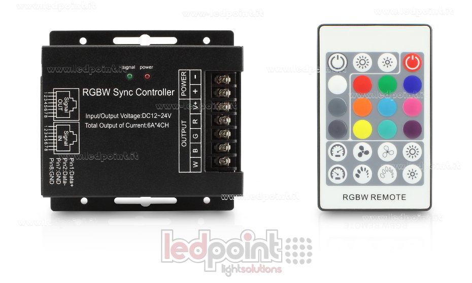 Controlador RGBW, RF 433 Mhz, 12/24V, 4ch*6A CT-RGBW-242-RF4335 Controlador RGBW, RF 433 Mhz, 12/24V, 4ch*6A CT-RGBW-242-RF4335