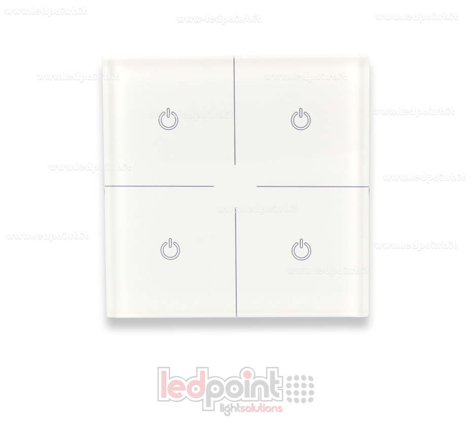 Mando a distancia RF monocromo y maestro DMX para montaje en pared, blanco, 4 zonas, 86*86mm Mando a distancia RF monocromo y maestro DMX para montaje en pared, blanco, 4 zonas, 86*86mm