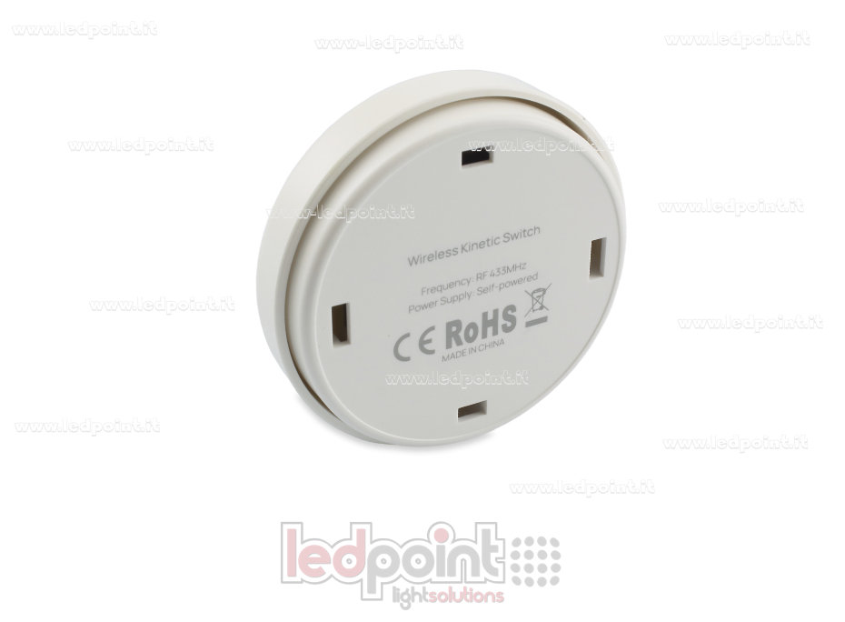 Botón de pared redondo de 60 mm de diámetro, blanco, autoalimentado