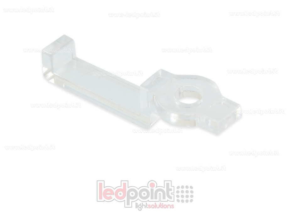Grapa de montaje de plástico para tira LED IP6x 12x4mm con único tornillo lateral