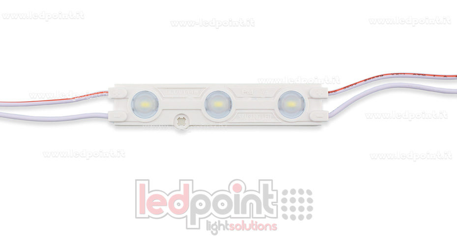 Módulo 3 led 5630, 1,44W 12V, blanco frío 6000-6500K, IP65 con lente 160° ModD-600-0361/1.44