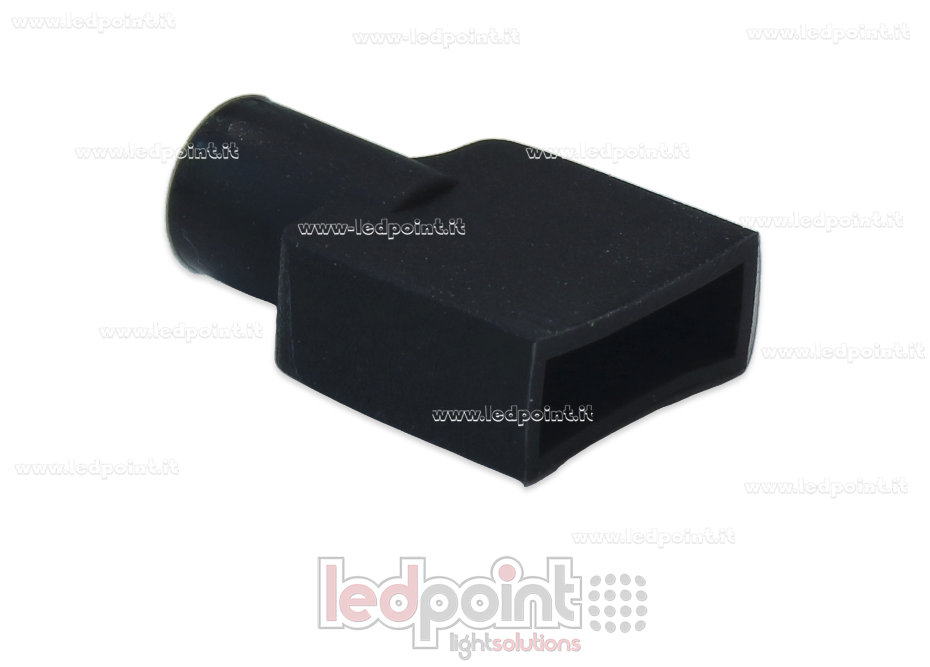 Tapa final negra con orificio frontal para cable de alimentación para Led Neon Flex 6x12mm Tapa final negra con orificio frontal para cable de alimentación para Led Neon Flex 6x12mm