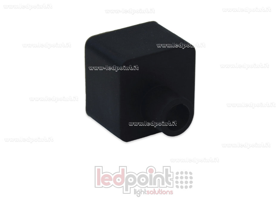 Tapa final negra con orificio frontal para cable de alimentación para Led Neon Flex 12x12mm Tapa final negra con orificio frontal para cable de alimentación para Led Neon Flex 12x12mm