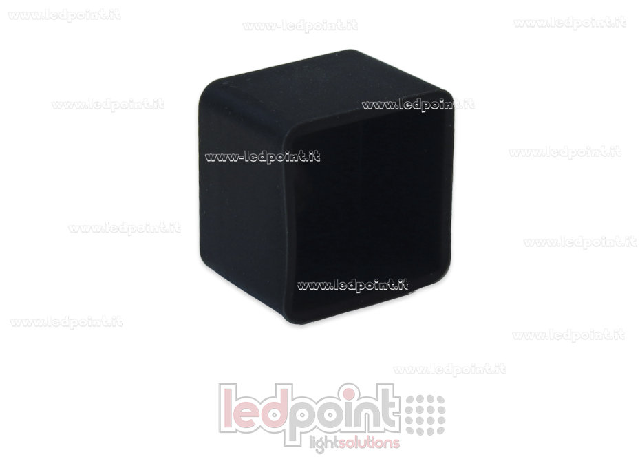 Tapa final negra con orificio frontal para cable de alimentación para Led Neon Flex 12x12mm Tapa final negra con orificio frontal para cable de alimentación para Led Neon Flex 12x12mm