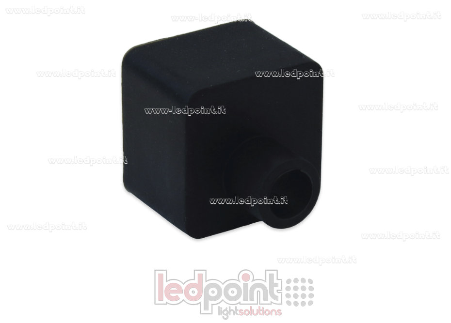 Tapa final negra con salida frontal del cable de alimentación para Led Neon Flex 16x16mm Tapa final negra con salida frontal del cable de alimentación para Led Neon Flex 16x16mm