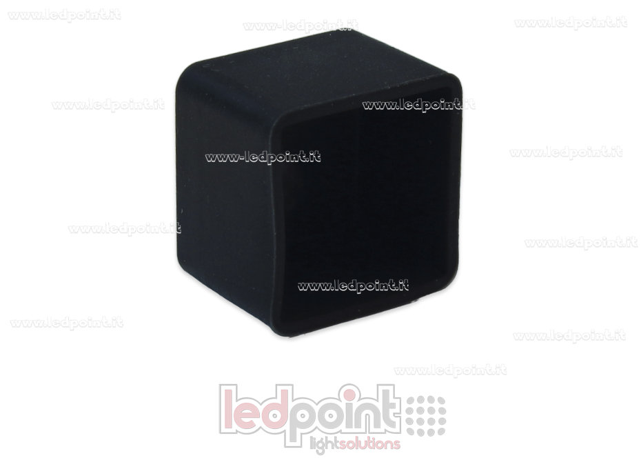 Tapa final negra con salida frontal del cable de alimentación para Led Neon Flex 16x16mm Tapa final negra con salida frontal del cable de alimentación para Led Neon Flex 16x16mm