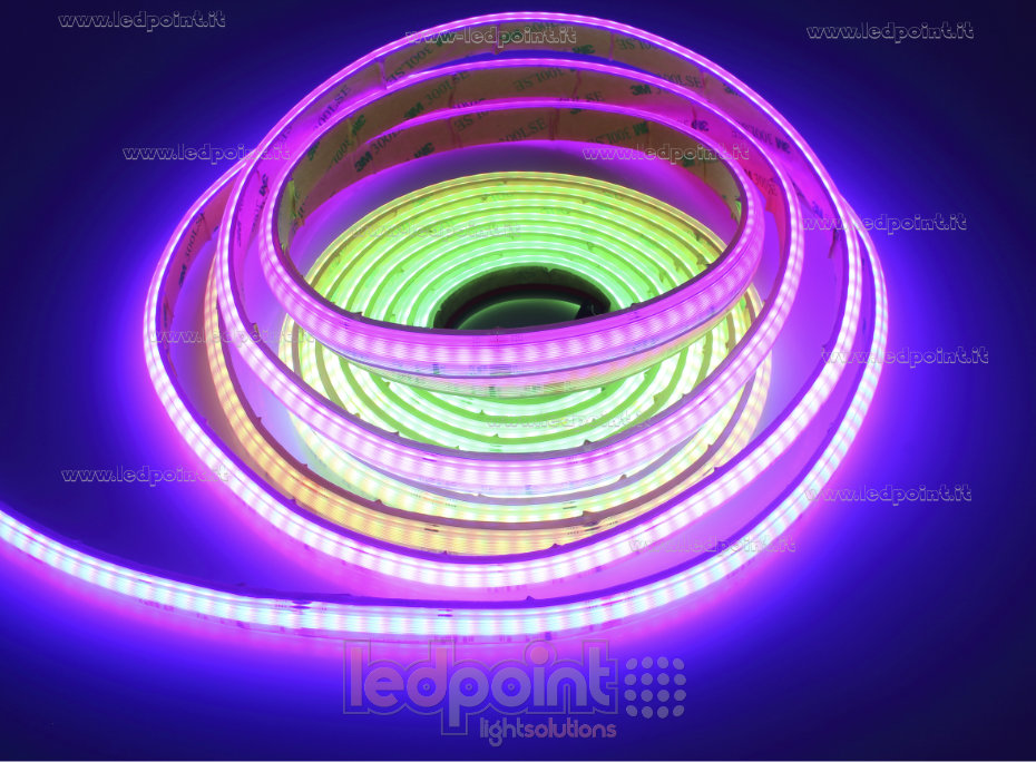 Tira de led COB 24V IP65 RGB+3000K 392+392led/m Tira de led COB 24V IP65 RGB+3000K 392+392led/m