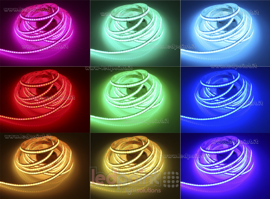 Tira de led COB 24V IP20 RGB + 2700-6500°K 280+280+280led/m Tira de led COB 24V IP20 RGB + 2700-6500°K 280+280+280led/m
