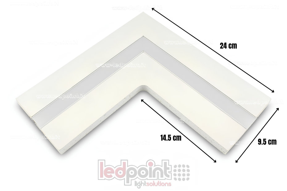 Empalme en forma de L para perfil en alluminio con cartón piedra 44x12mm