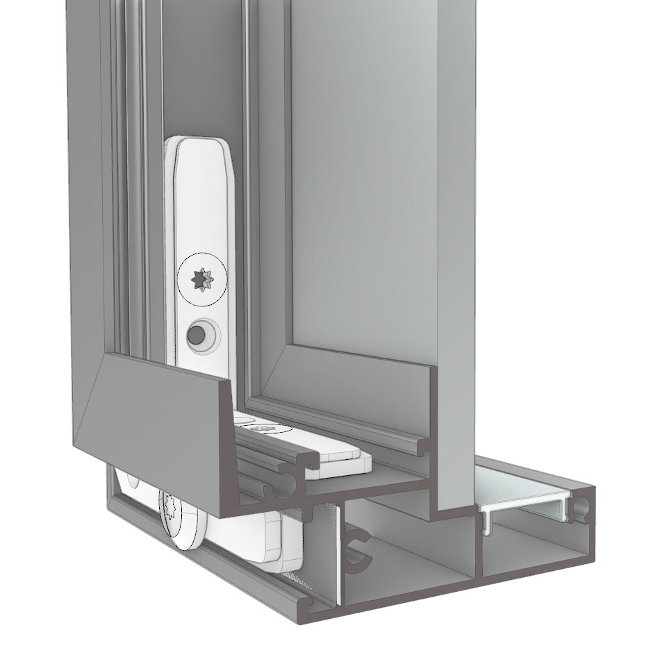 Unión de metal para perfiles de aluminio de espejo 90° vertical