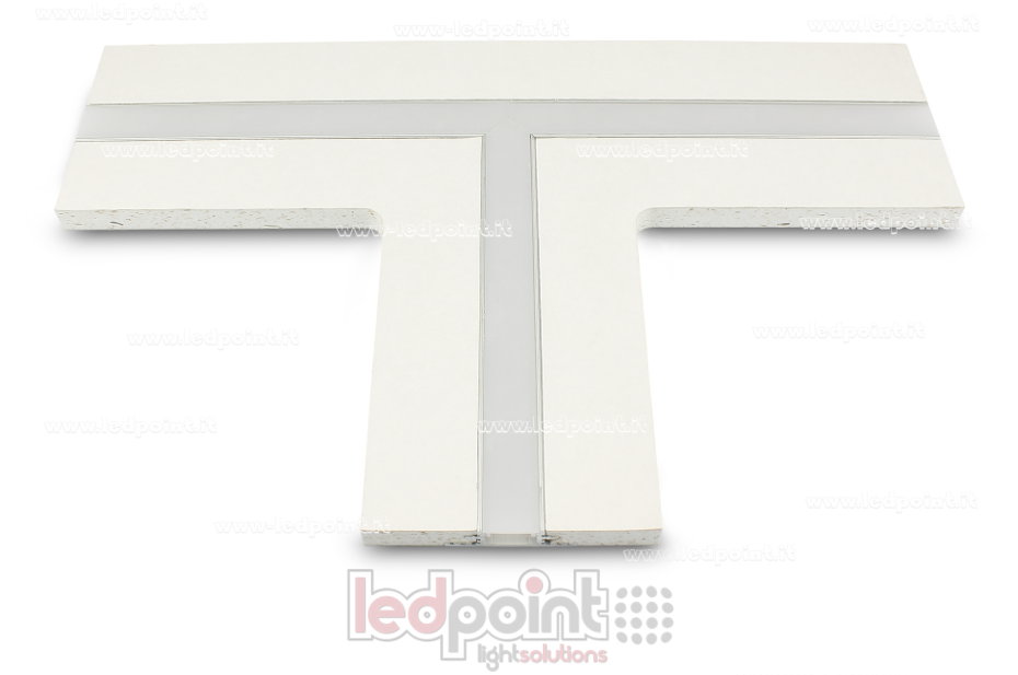 Empalme en forma de T para perfil en aluminio con cartón yeso 44x12mm Empalme en forma de T para perfil en aluminio con cartón yeso 44x12mm
