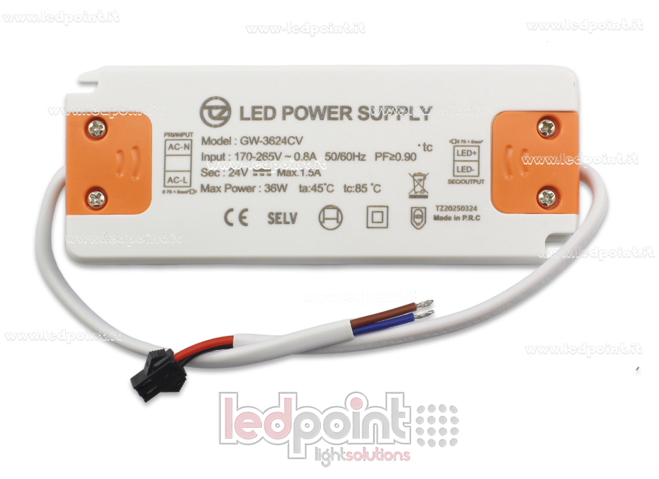 Fuente de alimentación ultra thin 36W 24V con cables