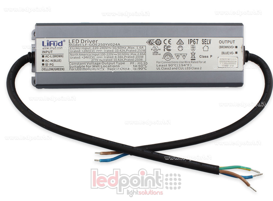 Fuente de alimentación 250W 24V IP67 LiFud