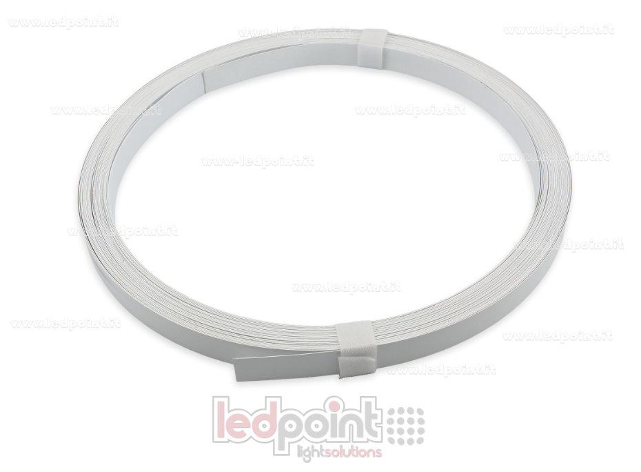 Banda perfil de acero blanco flexible para tiras LED, 20m