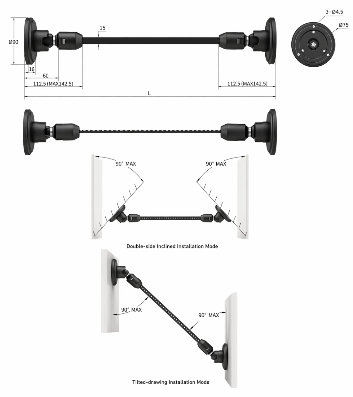 Banda perfil de acero negro flexible para tiras LED, 20m Banda perfil de acero negro flexible para tiras LED, 20m
