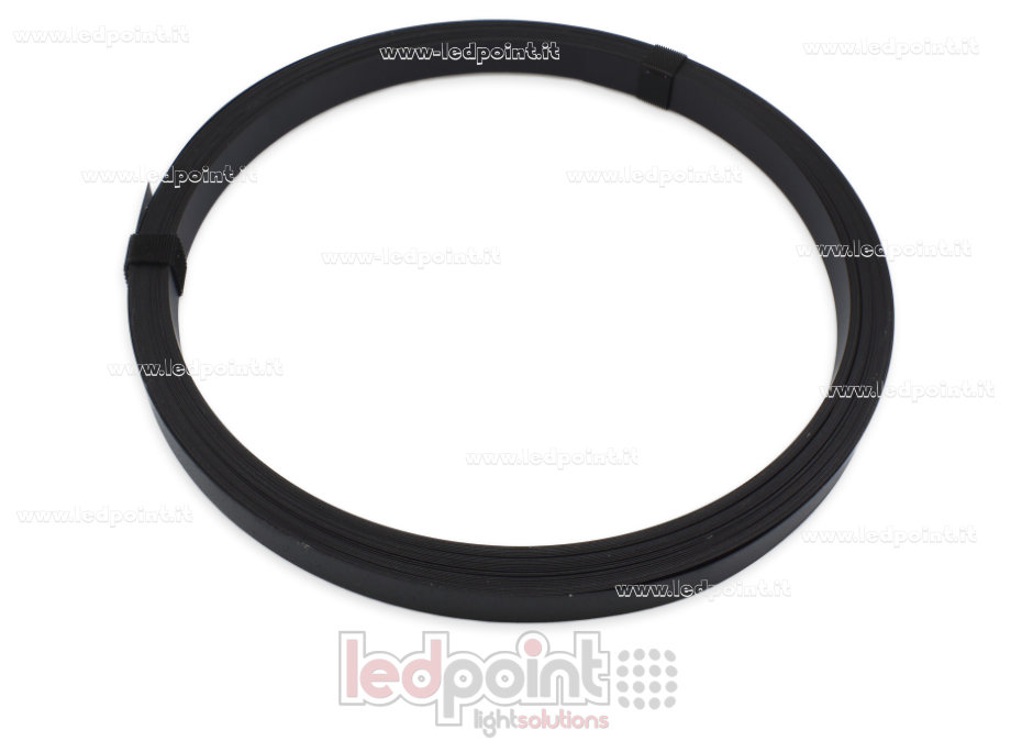 Banda perfil de acero negro flexible para tiras LED, 20m