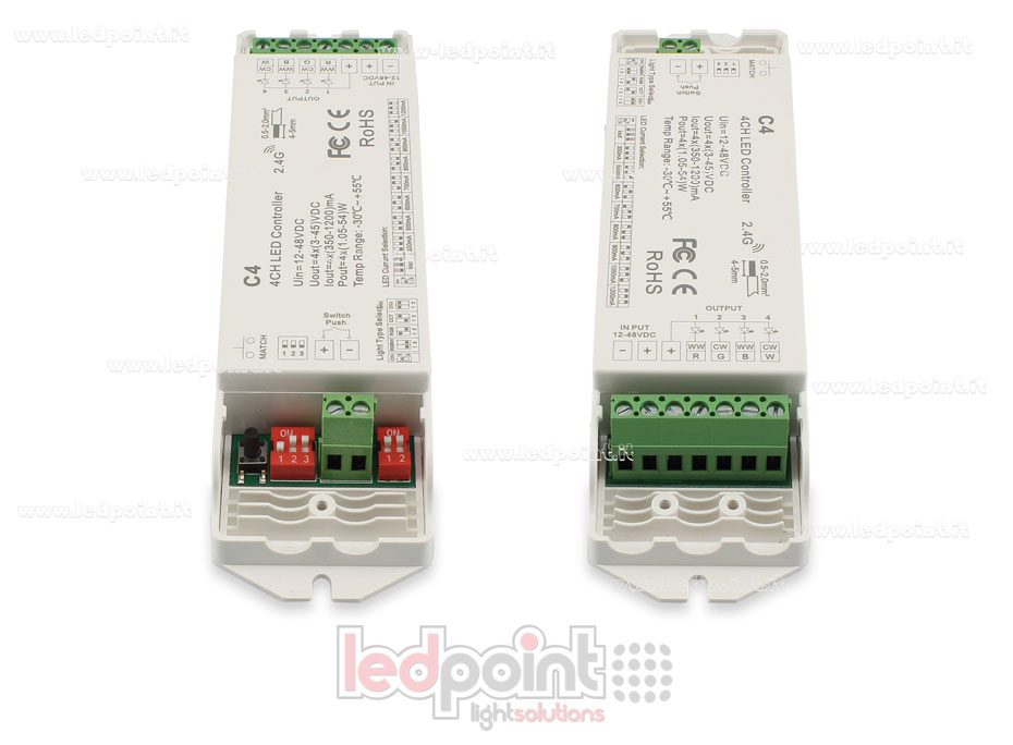 Receptor controlador monocromático, CCT, RGB y RGBW con interruptor 12/48V, 4ch*350-1200mA, corriente constante RF 2.4G 