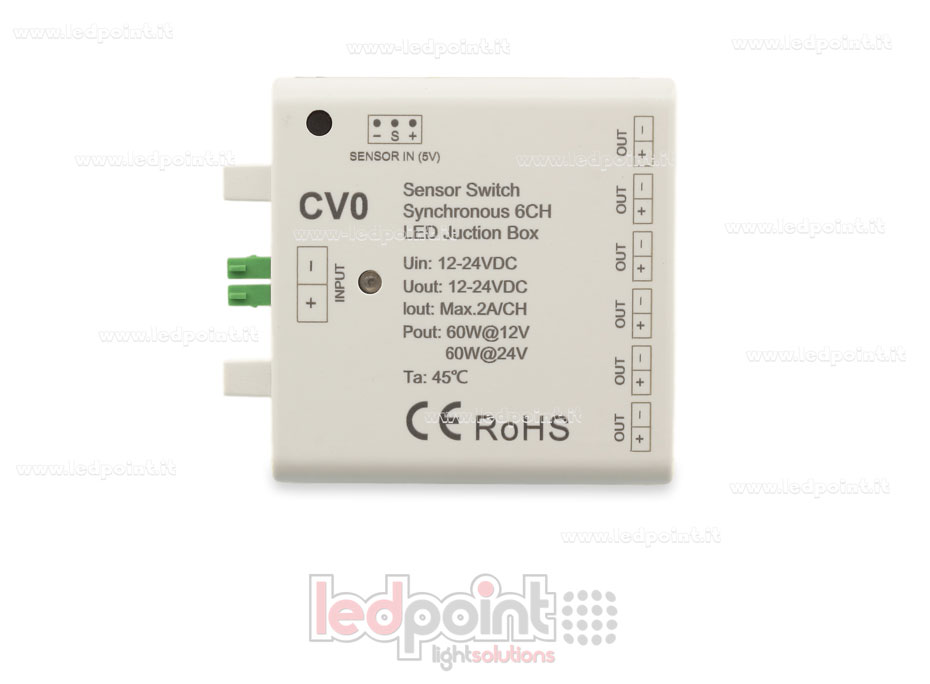 Interfaz dimmer 6ch 60W 12V-24V con entrada para sensor Interfaz dimmer 6ch 60W 12V-24V con entrada para sensor