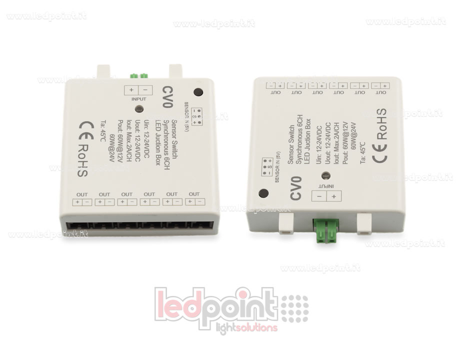 Interfaz dimmer 6ch 60W 12V-24V con entrada para sensor Interfaz dimmer 6ch 60W 12V-24V con entrada para sensor