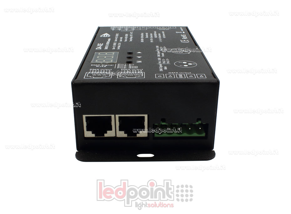 DMX 512 & RDM descodificador carril, 4 canales de 8A cada uno, tensión 12-36V DC, XLR3 e RJ45 DMX 512 & RDM descodificador carril, 4 canales de 8A cada uno, tensión 12-36V DC, XLR3 e RJ45