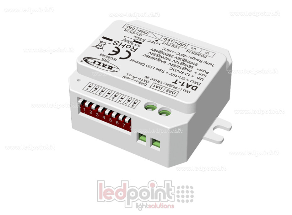 Regulador DALI-2 0/1-10V y Triac, 1 canal, 8A, 12-48V DC, tensión constante
