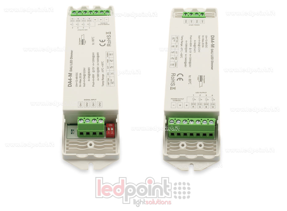 Dimmer DALI-2, 4 canales 3A/5A, 12-48V DC, voltaje constante (DT6/DT8) Dimmer DALI-2, 4 canales 3A/5A, 12-48V DC, voltaje constante (DT6/DT8)